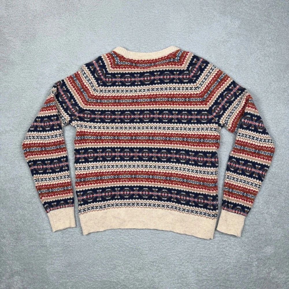 J. Crew Mens 100% Lambswool Fair Isle Crewneck Sweater‎ Multicolor Knit Large